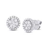 0.97ct 18k White Gold Diamond Cluster Stud Earring